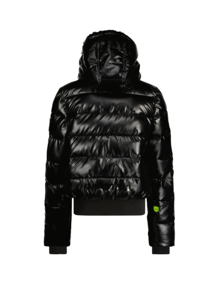 FUNK GIRLS METALLIC BOMBER JACKET, FUR IN HOOD, ELASTIC TAPE
