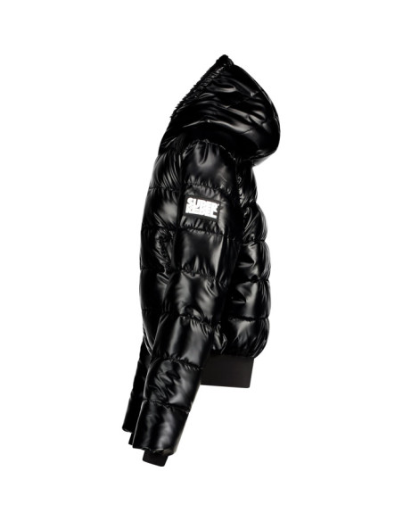 FUNK GIRLS METALLIC BOMBER JACKET, FUR IN HOOD, ELASTIC TAPE