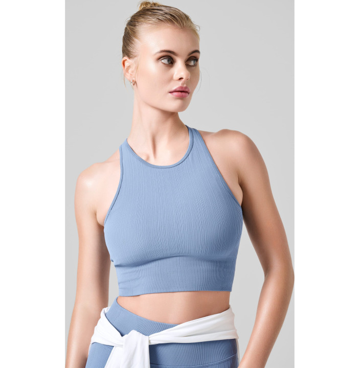 MULTI RIB SEAMLESS PADDED SPORTS TOP