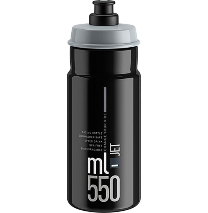 BIDON ELITE JET NEGRO LOGO GRIS 550 ML