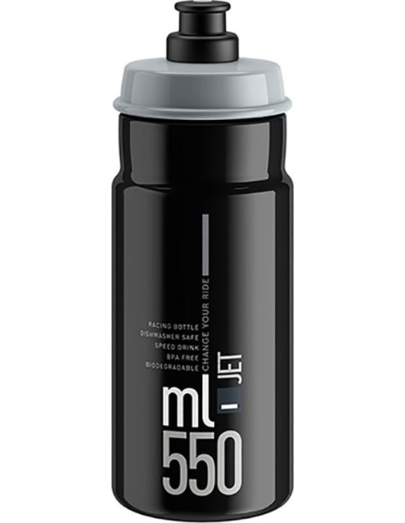 BIDON ELITE JET NEGRO LOGO GRIS 550 ML BIDON ELITE JET NEGRO LOGO GRIS 550 ML