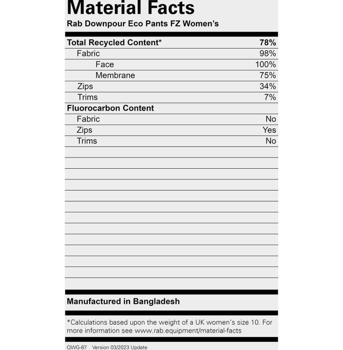 DOWNPOUR ECO FZ PANTS WMNS