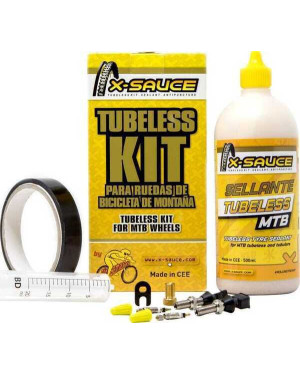 X-SAUCE KIT TUBELESS MTB VALVULA FINA - CINTA NEGRA 27mm