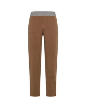 BI-COLOR KNITTED STRAIGHT PANTS