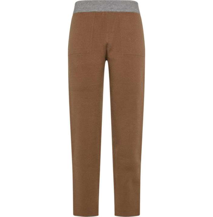 BI-COLOR KNITTED STRAIGHT PANTS