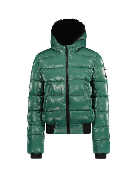 FUNK GIRLS METALLIC BOMBER JACKET, FUR IN HOOD, ELASTIC TAPE FUNK GIRLS METALLIC BOMBER JACKET, FUR IN HOOD, ELASTIC TAPE