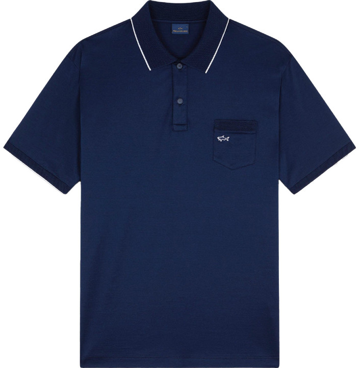 SHARK BADGE DOUBLE MERCERISED JERSEY COTTON POLO SHIRT