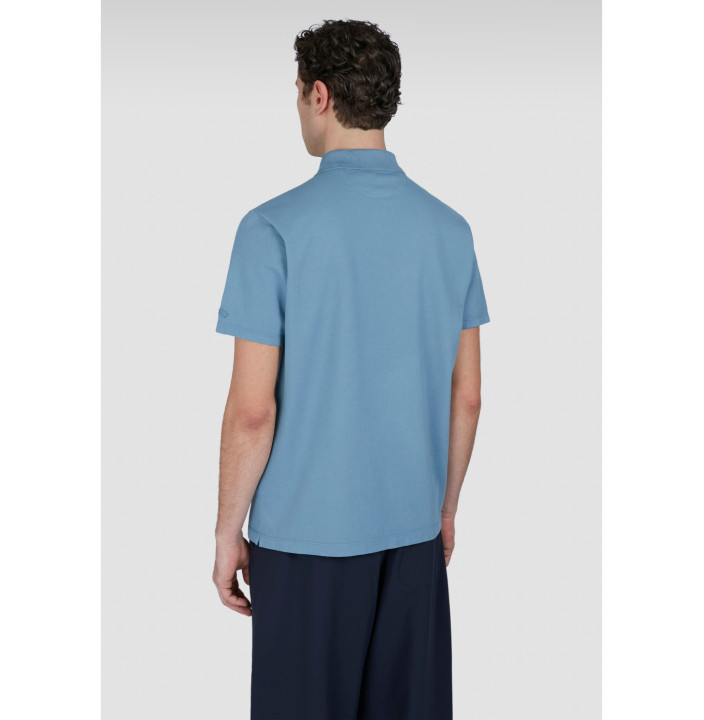 MOON BADGE GARMENT DYED COTTON PIQUÉ POLO SHIRT