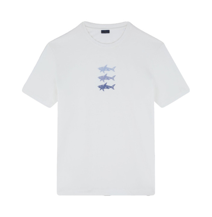 PRINTED SHARK COTTON JERSEY T-SHIRT