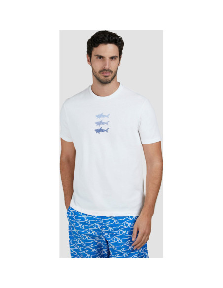 PRINTED SHARK COTTON JERSEY T-SHIRT