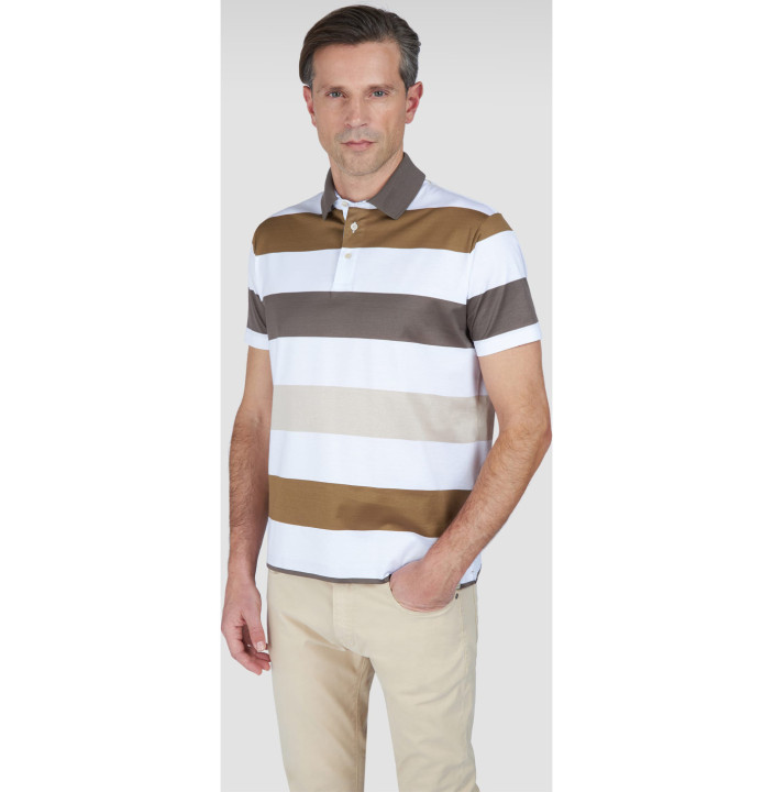 SHARK TAG DOUBLE MERCERISED JERSEY COTTON POLO SHIRT
