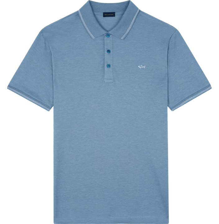 SHARK BADGE DOUBLE PIQUÉ COTTON POLO SHIRT