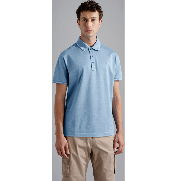 SHARK BADGE DOUBLE PIQUÉ COTTON POLO SHIRT