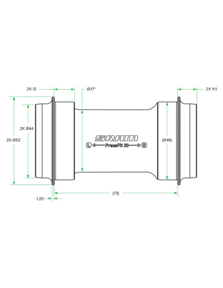 SRM PEDALIER DUB PRESSFIT PF30  ROAD WIDE MTB  68 73