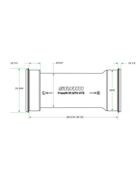 SRM PEDALIER DUB PRESSFIT PF30  ROAD WIDE MTB  68 73
