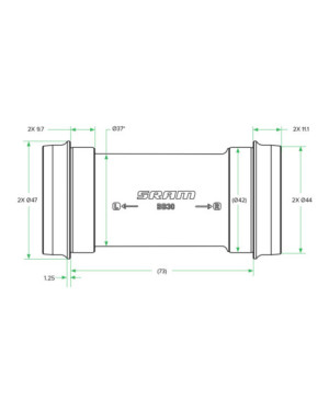 SRM PEDALIER DUB PRESSFIT PF30  ROAD WIDE MTB  68 73