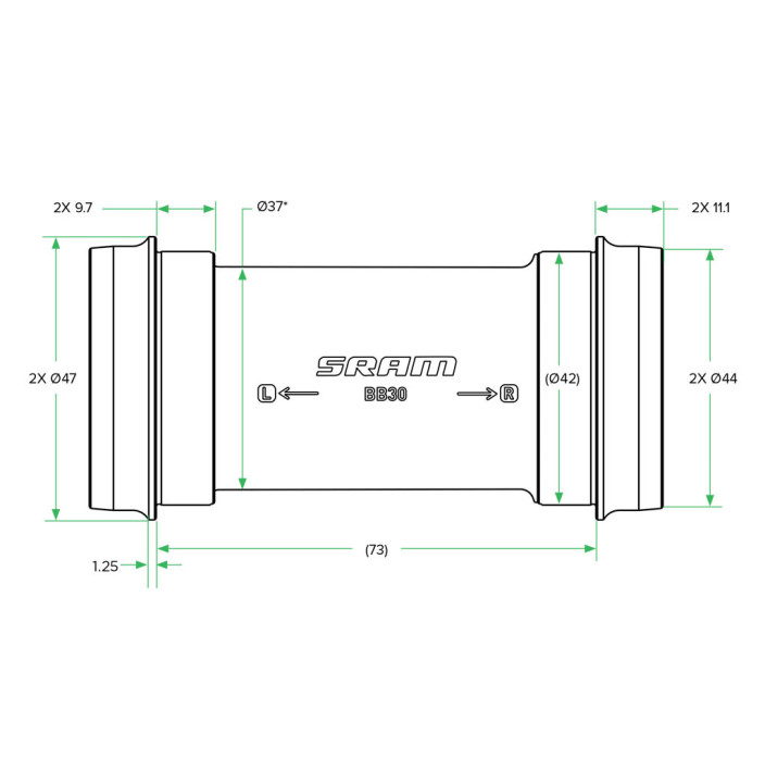 SRM PEDALIER DUB PRESSFIT PF30  ROAD WIDE MTB  68 73