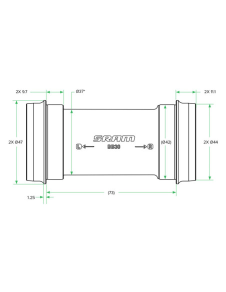 SRM PEDALIER DUB PRESSFIT PF30  ROAD WIDE MTB  68 73