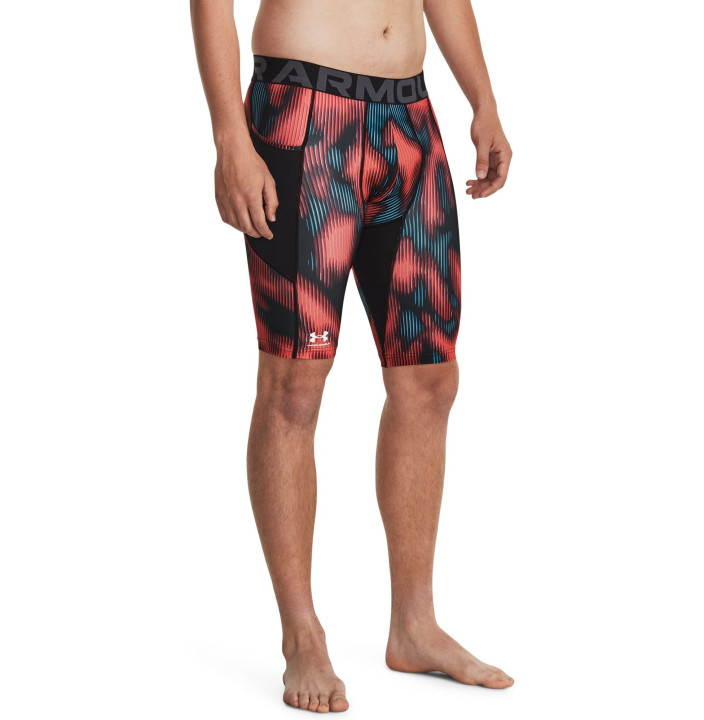 UA HG PRTD LONG SHORTS-RED