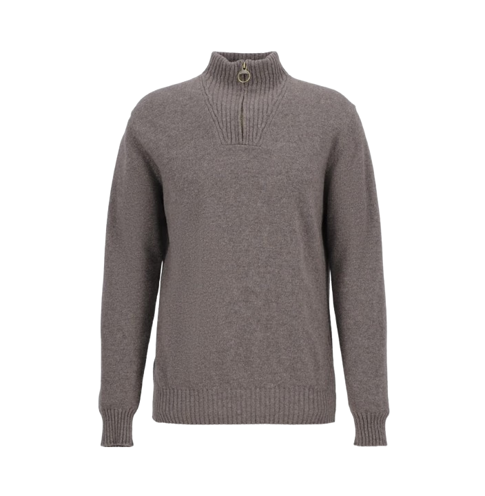 BARBOUR ESSENTIAL LAMBSWOOL HALF ZIP KNITTED JUMPER