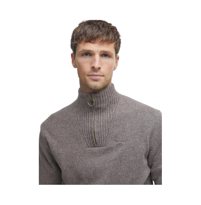 BARBOUR ESSENTIAL LAMBSWOOL HALF ZIP KNITTED JUMPER