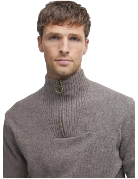BARBOUR ESSENTIAL LAMBSWOOL HALF ZIP KNITTED JUMPER
