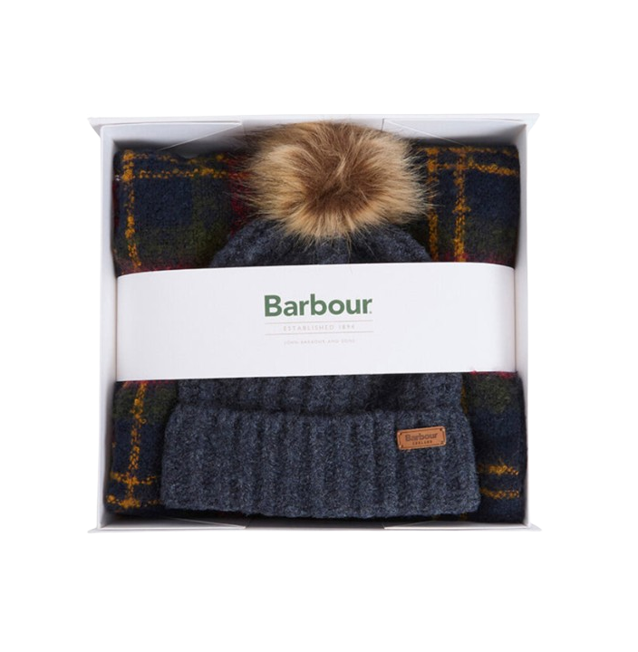 BARBOUR SALTBURN BEANIE & TARTAN SCARF GIFT SET