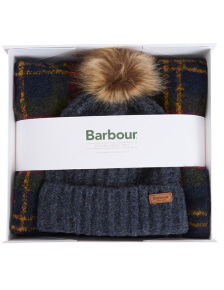 BARBOUR SALTBURN BEANIE & TARTAN SCARF GIFT SET