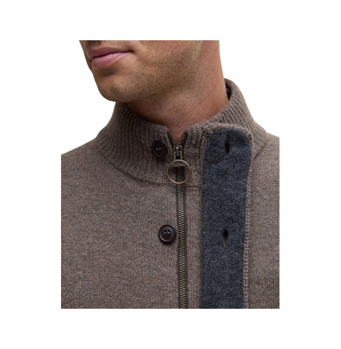 BARBOUR ESSENTIAL PATCH ZIP THROUGH KNITTED JUMPER