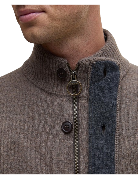 BARBOUR ESSENTIAL PATCH ZIP THROUGH KNITTED JUMPER