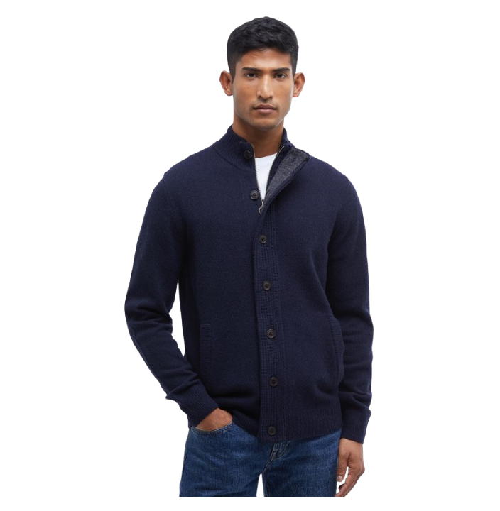 BARBOUR ESSENTIAL PATCH ZIP THROUGH KNITTED JUMPER
