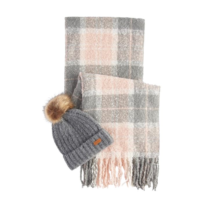 BARBOUR SALTBURN BEANIE & TARTAN SCARF GIFT SET