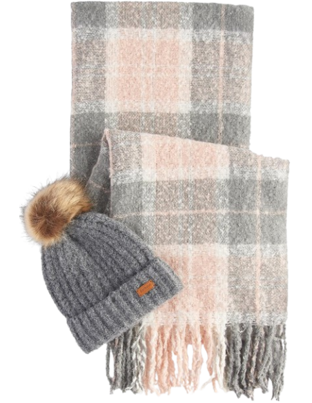 BARBOUR SALTBURN BEANIE & TARTAN SCARF GIFT SET