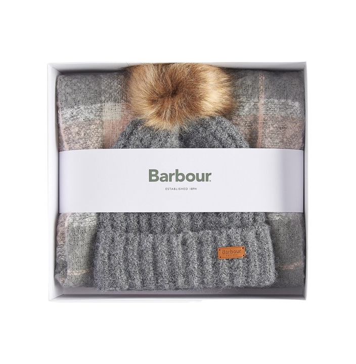 BARBOUR SALTBURN BEANIE & TARTAN SCARF GIFT SET