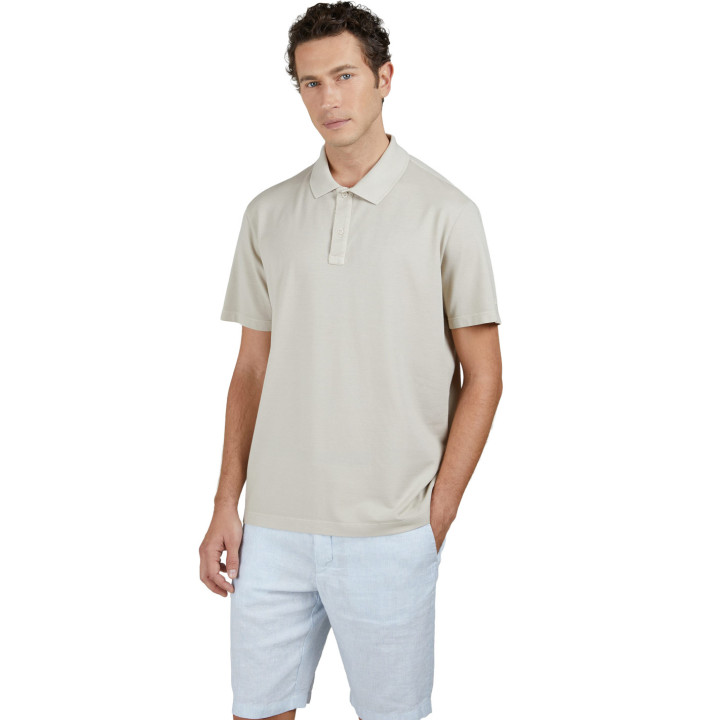 MOON BADGE GARMENT DYED COTTON PIQUÉ POLO SHIRT