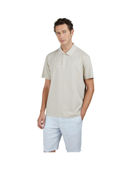 MOON BADGE GARMENT DYED COTTON PIQUÉ POLO SHIRT