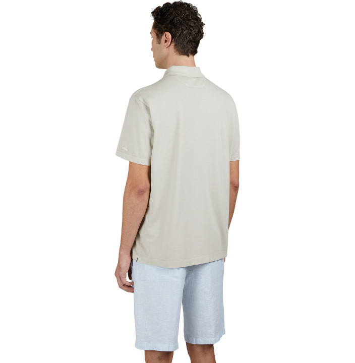 MOON BADGE GARMENT DYED COTTON PIQUÉ POLO SHIRT