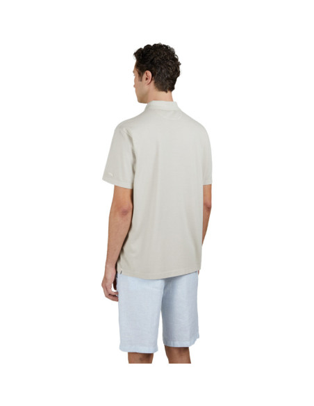 MOON BADGE GARMENT DYED COTTON PIQUÉ POLO SHIRT