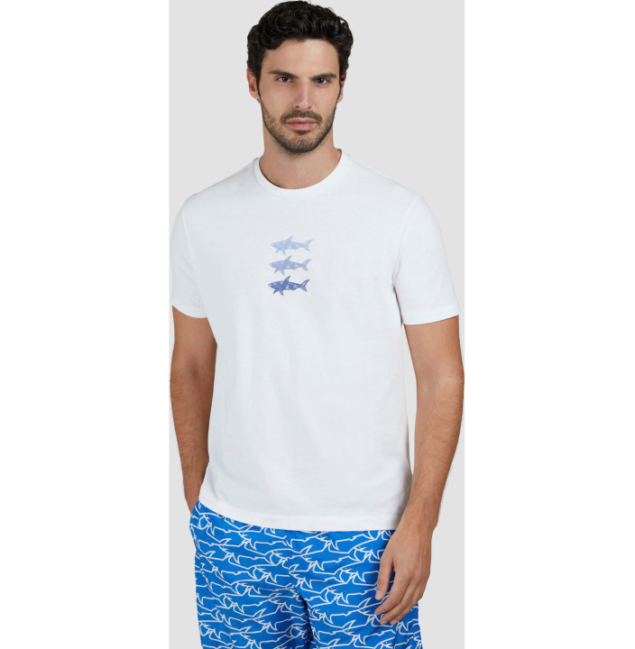 PRINTED SHARK COTTON JERSEY T-SHIRT