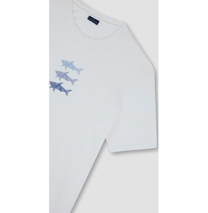 PRINTED SHARK COTTON JERSEY T-SHIRT