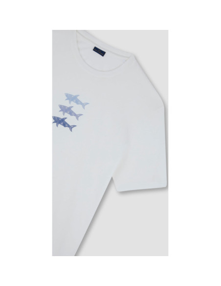 PRINTED SHARK COTTON JERSEY T-SHIRT