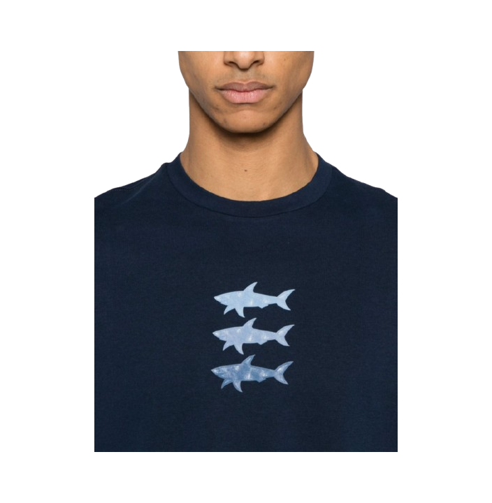 PRINTED SHARK COTTON JERSEY T-SHIRT
