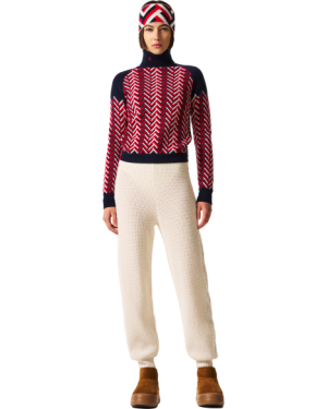 CHUNKY CHEVRON MERINO WOOL TURTLENECK SWEATER