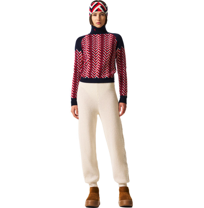 CHUNKY CHEVRON MERINO WOOL TURTLENECK SWEATER