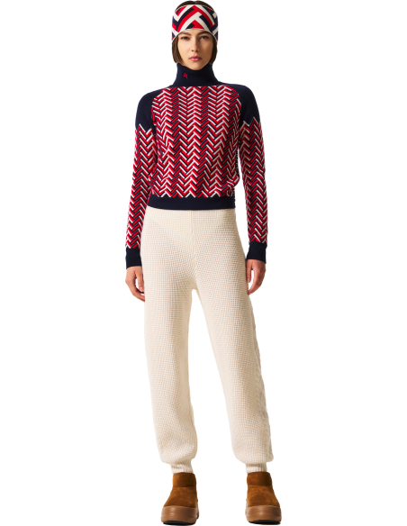 CHUNKY CHEVRON MERINO WOOL TURTLENECK SWEATER