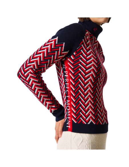 CHUNKY CHEVRON MERINO WOOL TURTLENECK SWEATER