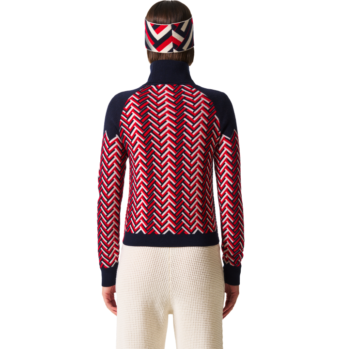 CHUNKY CHEVRON MERINO WOOL TURTLENECK SWEATER