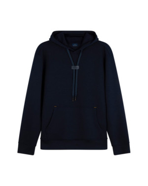 HOODIE IN TECH FLEECE CON STEMMA IN PELLE