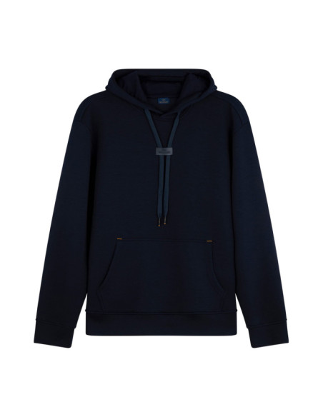 HOODIE IN TECH FLEECE CON STEMMA IN PELLE