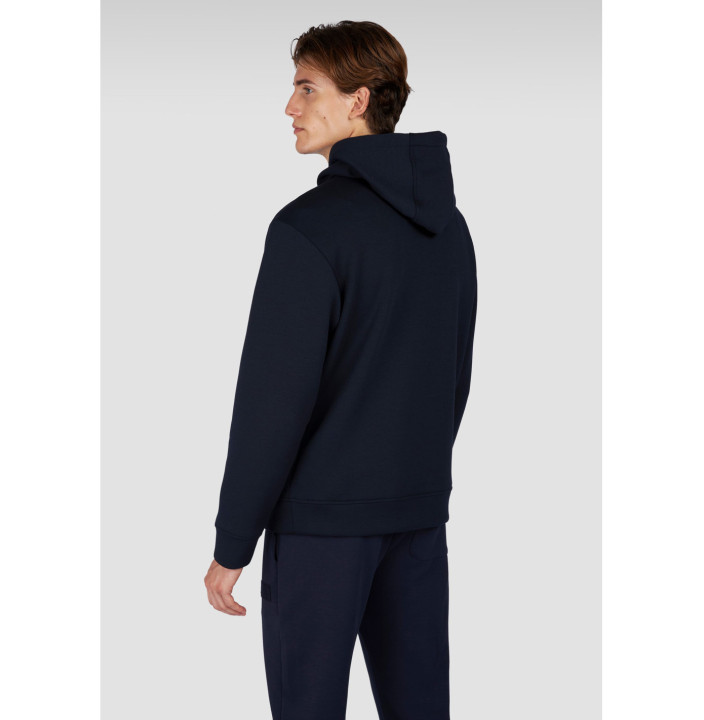 HOODIE IN TECH FLEECE CON STEMMA IN PELLE